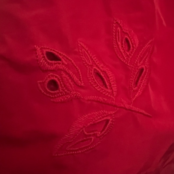 Preowned Talbots Red Taffeta Embroidered Women's Pleated Fit Flare Skirt Sz 22W - Picture 3 of 10